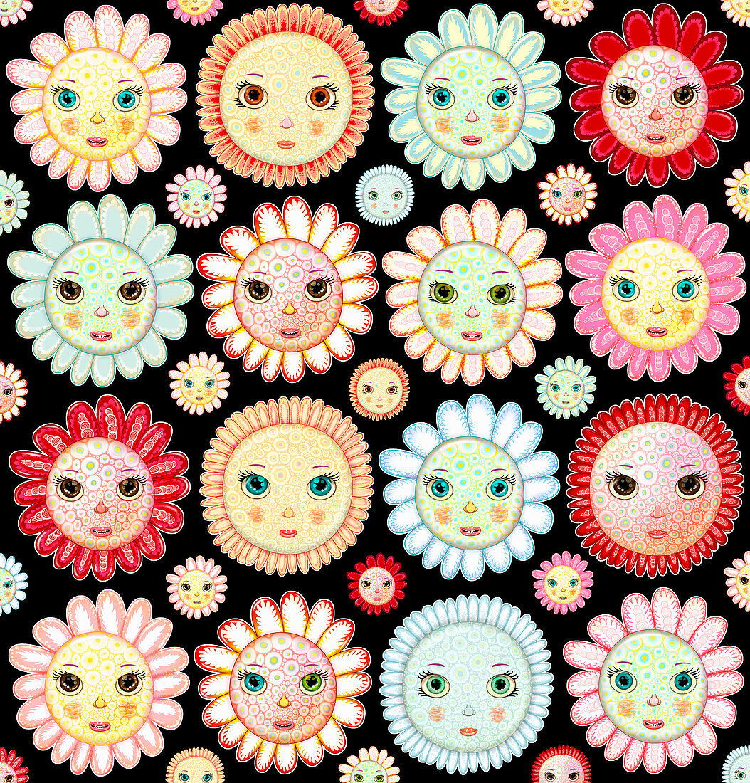 Full frame flower faces pattern, illustration