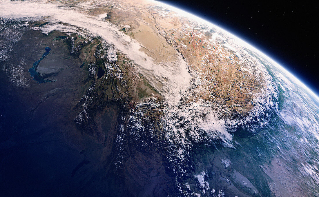 Himalayas from space, illustration