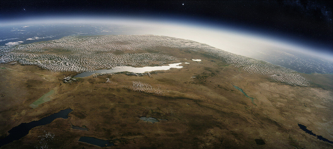 Lake Tanganyika from space, illustration