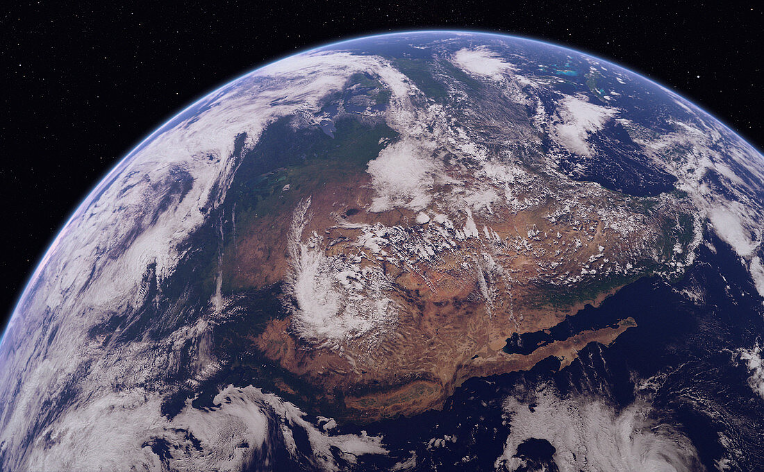 Western North America from space, illustration