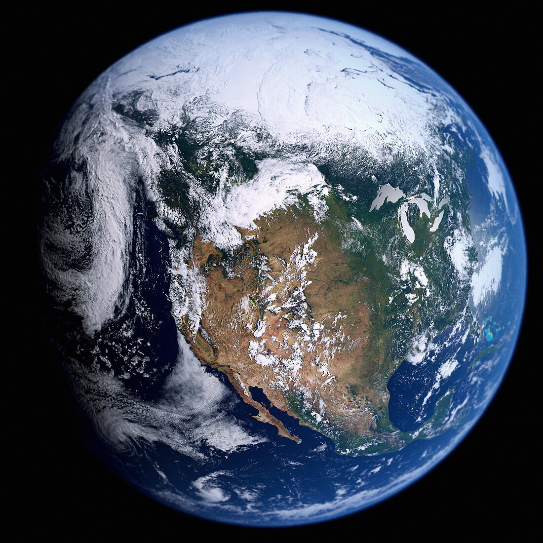 Earth from space showing the USA and Mexico, illustration