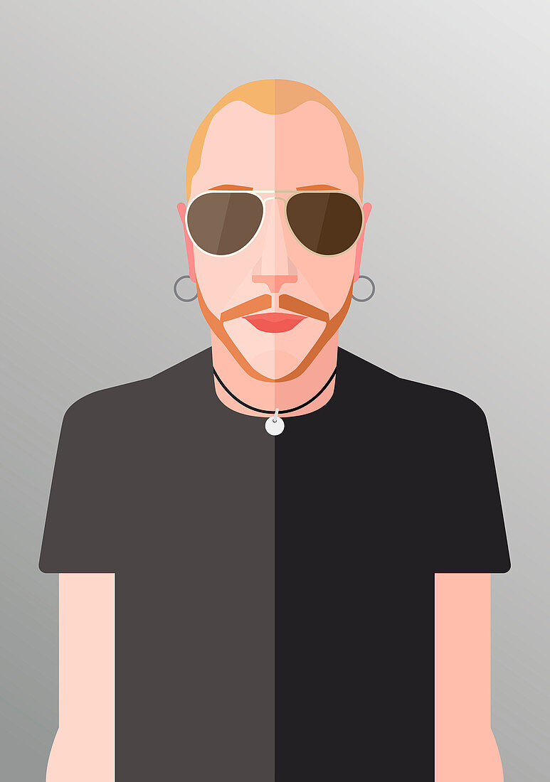 Man with beard and sunglasses, illustration