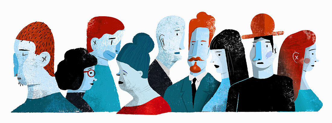 Group of different people, illustration