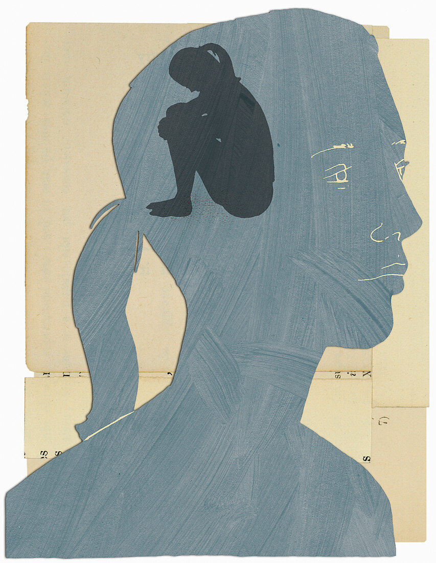 Depressed woman, illustration