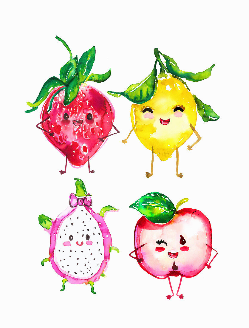Anthropomorphic fruit, illustration