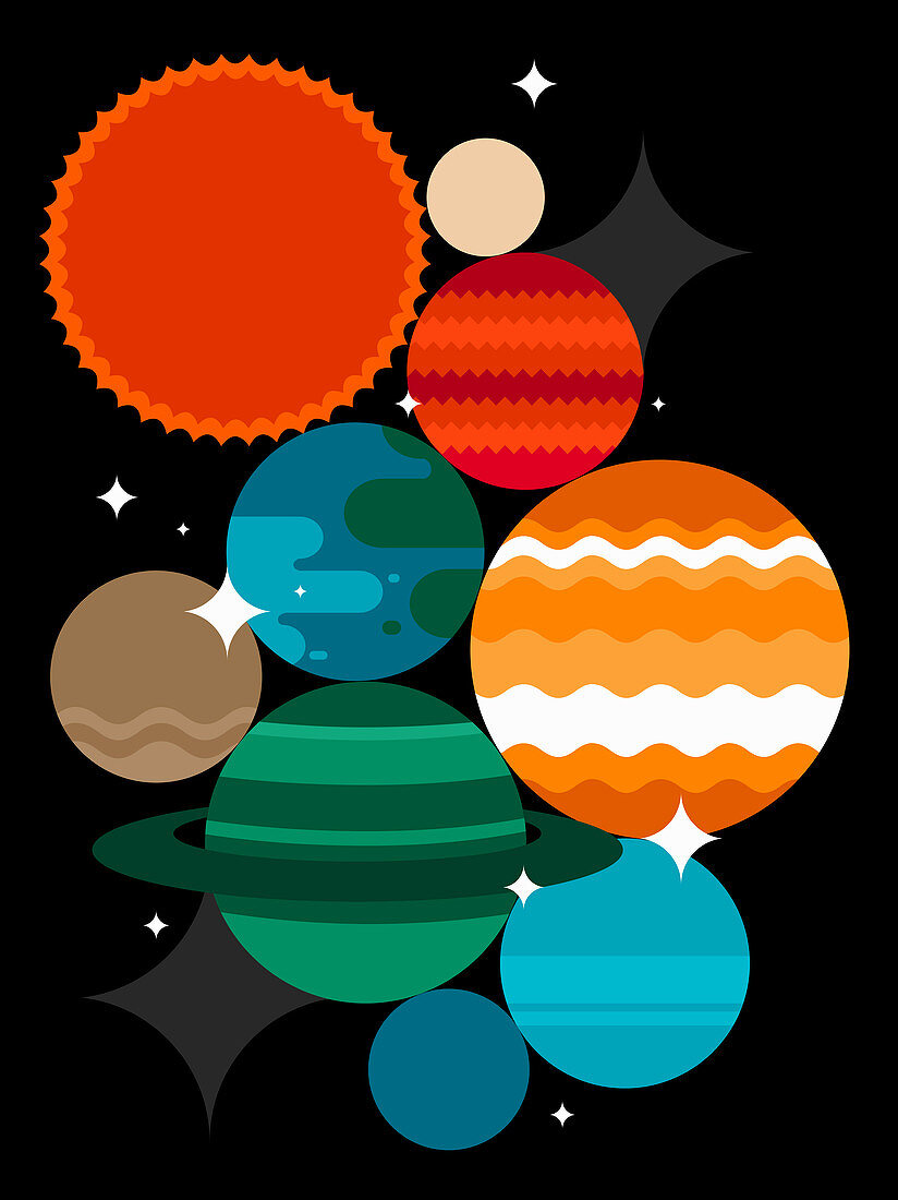 Abstract planet pattern, illustration