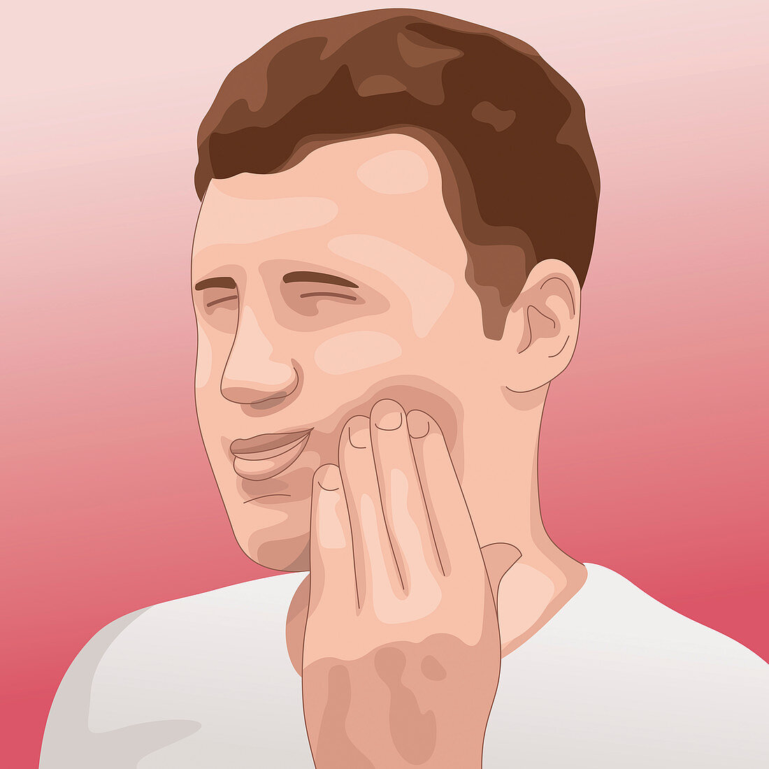 Man grimacing in pain with toothache, illustration