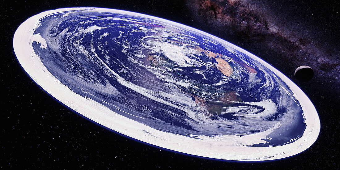 View of flat earth from space, illustration
