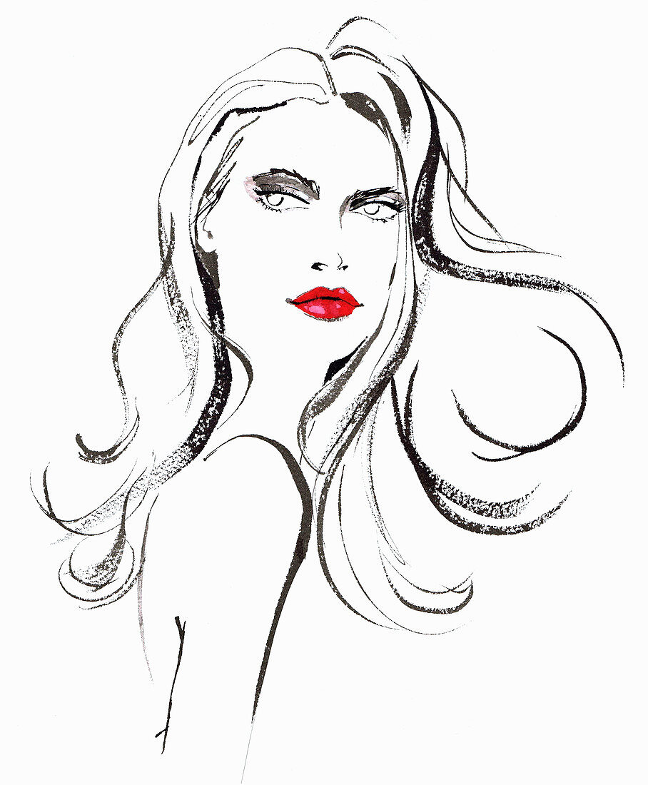 Beautiful woman with long hair illustration