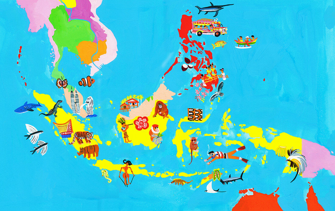 Map of Southeast Asia, illustration