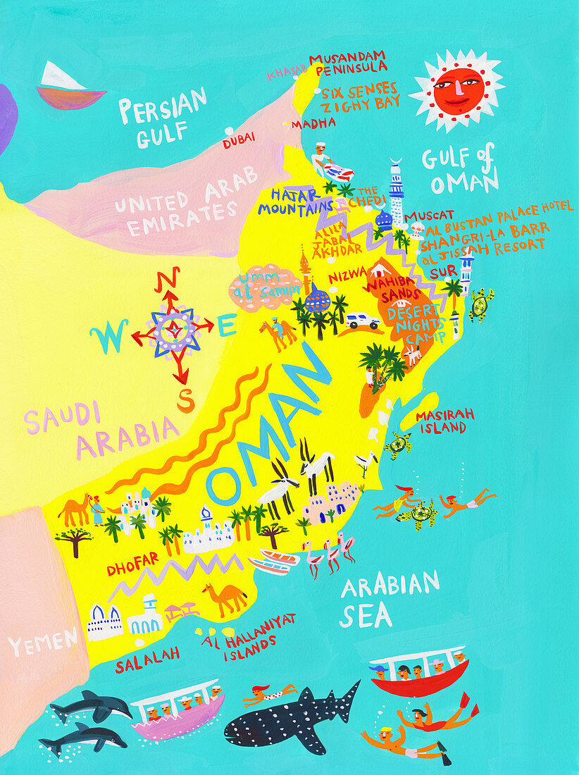 Map of Oman, illustration