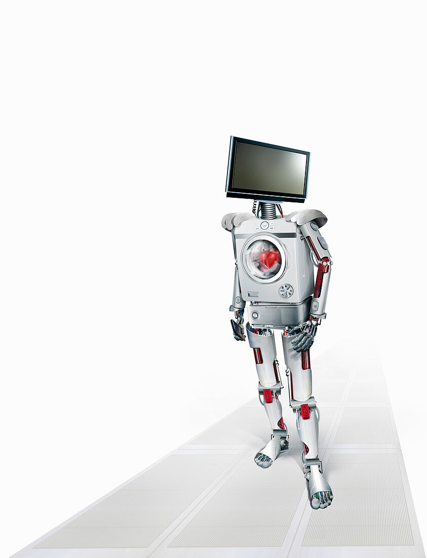 Robot of intelligent domestic appliances, illustration