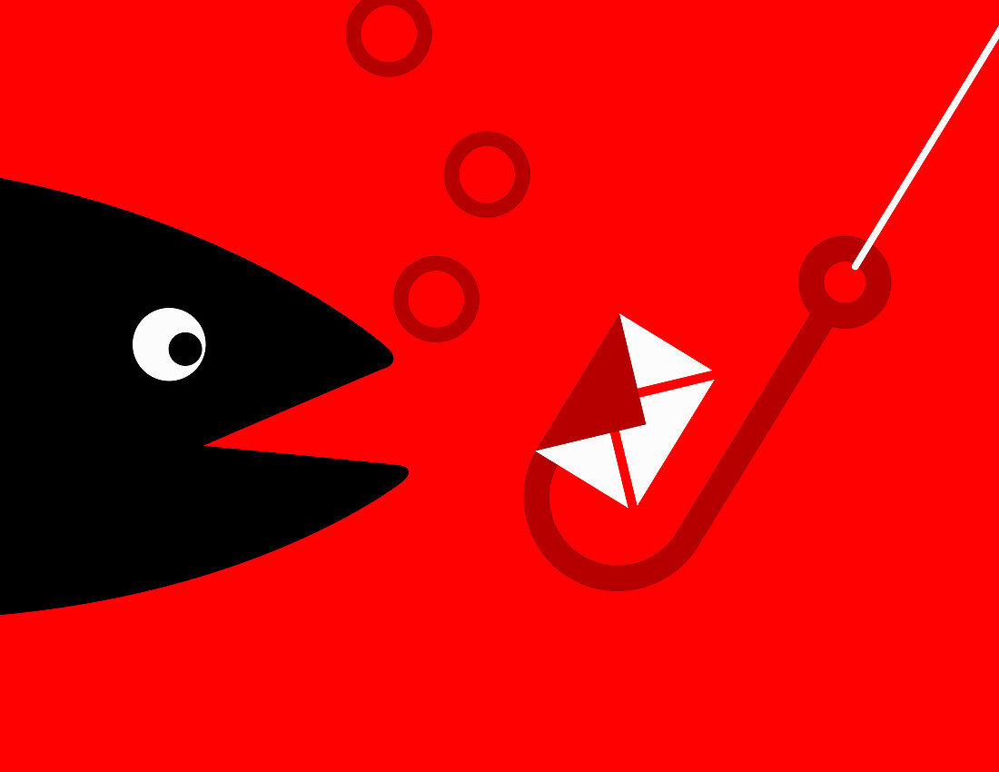 Phishing email, conceptual illustration