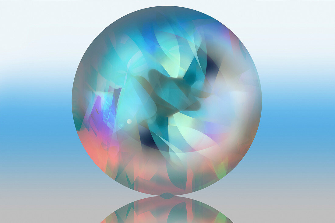 Abstract pattern inside sphere, illustration