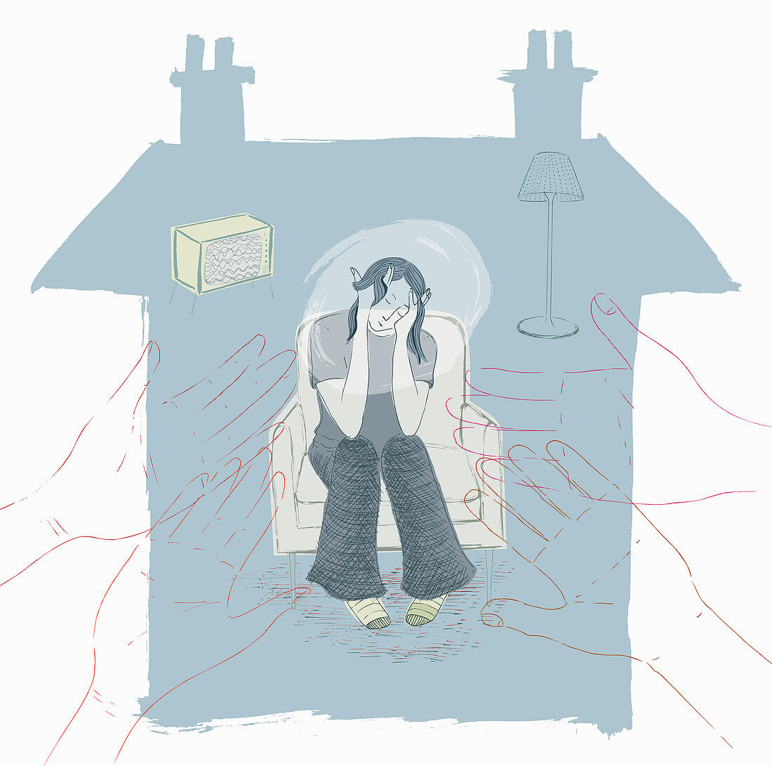 Depressed teenager, illustration