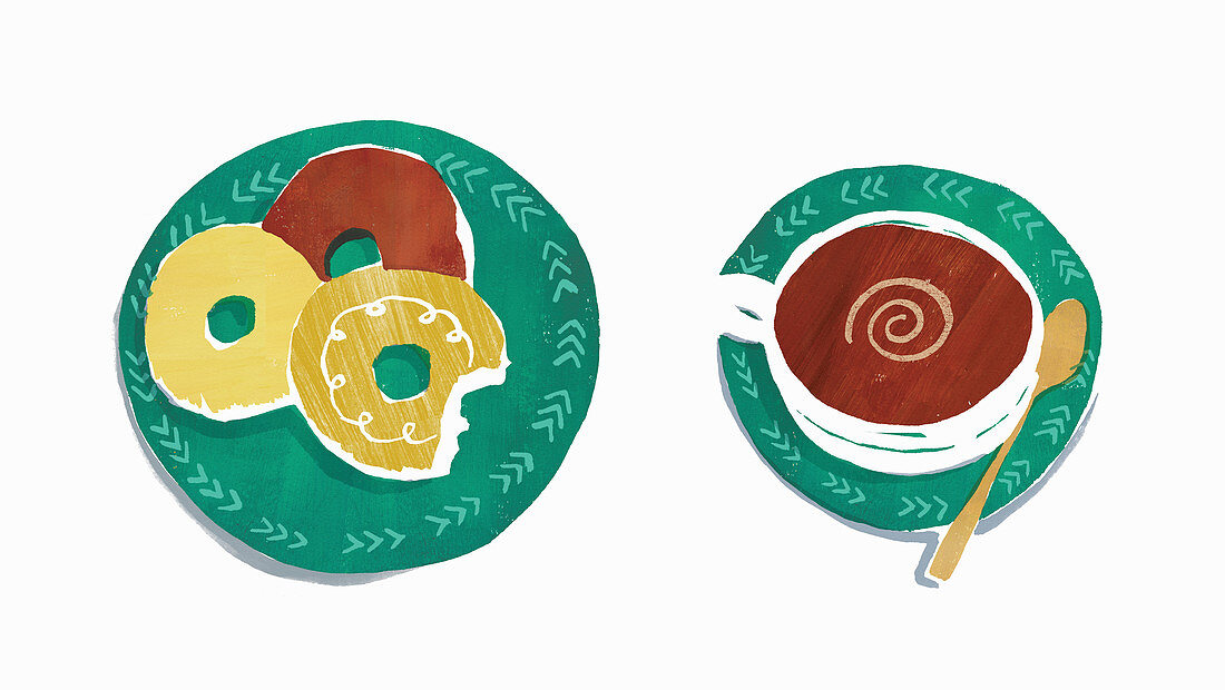 Coffee and doughnuts, illustration