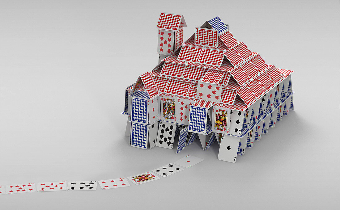 Detached house of cards, illustration