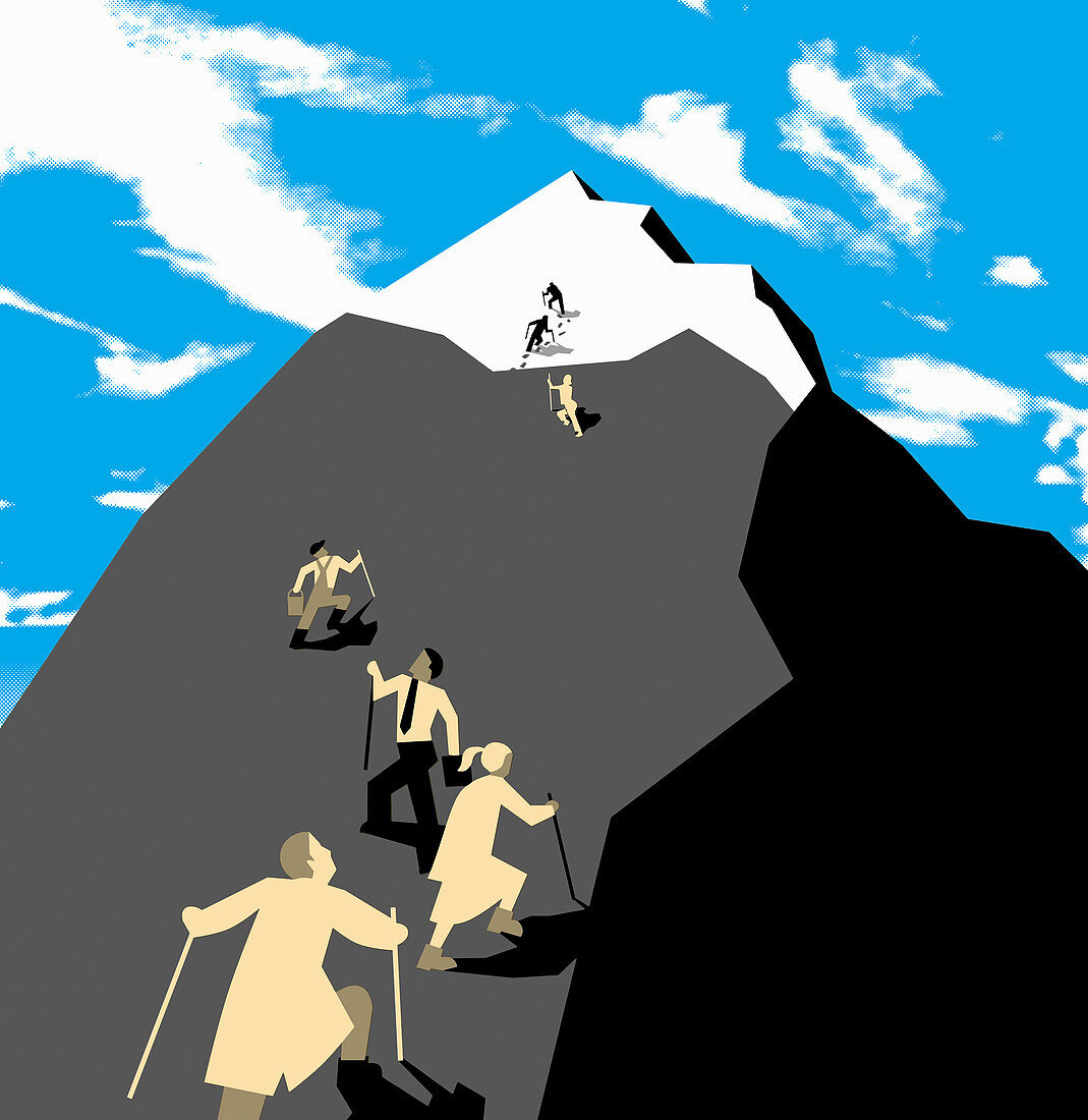 People climbing mountain, illustration