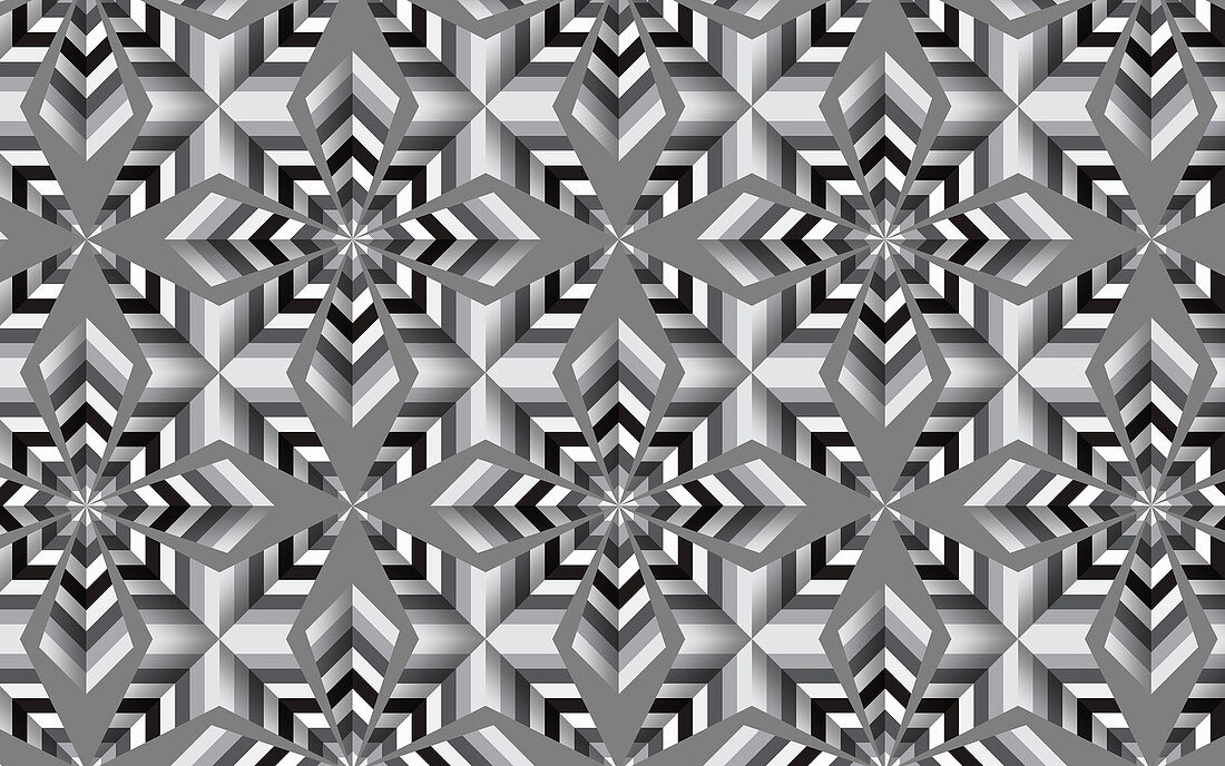 Abstract black and white mosaic tile pattern, illustration