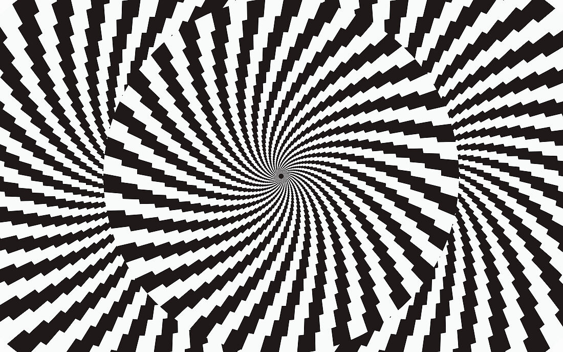 Abstract monochrome checked vortex pattern, illustration