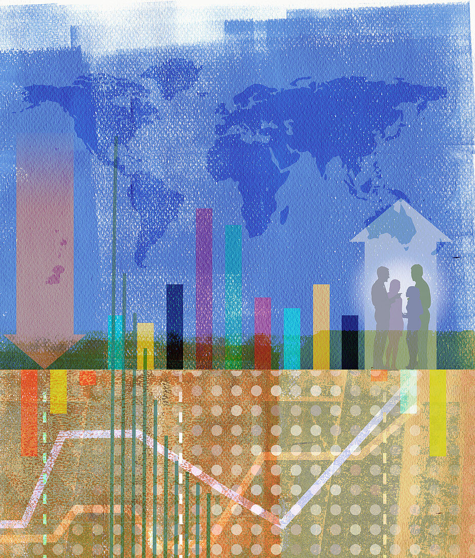 Global business montage, illustration