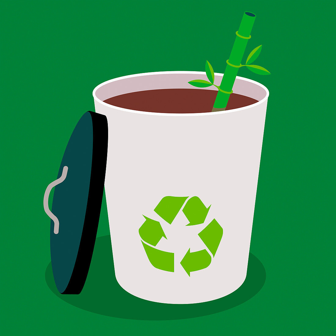 Recyclable cup and straw, illustration