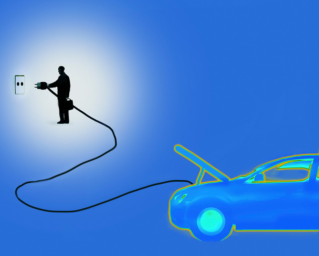 Charging electric car, illustration