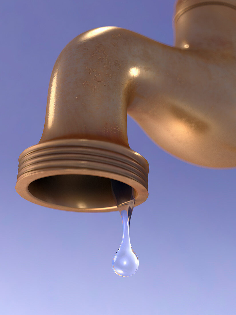 Water dripping from tap, illustration
