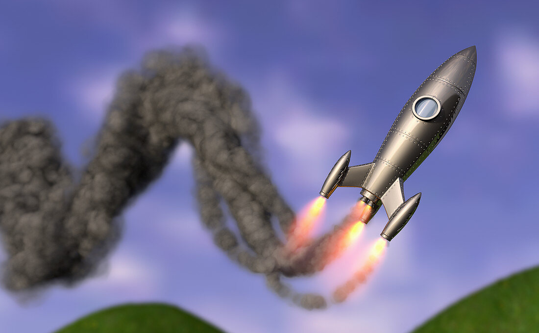 Rocket in flight, illustration