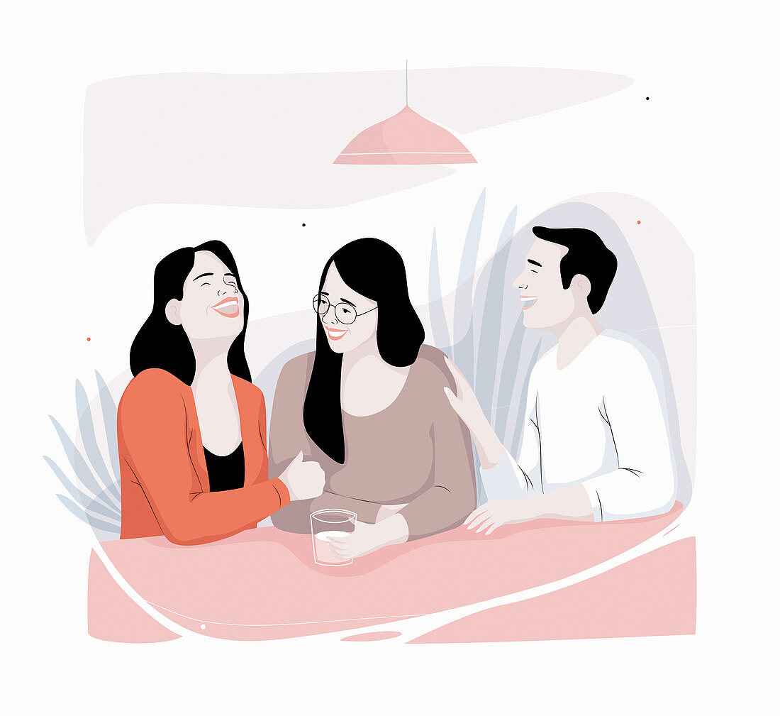 Friends laughing together, illustration