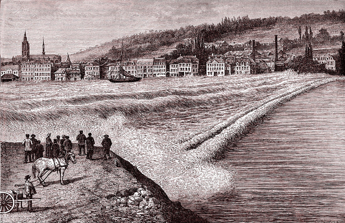 Tidal bore on the River Seine, 19th century