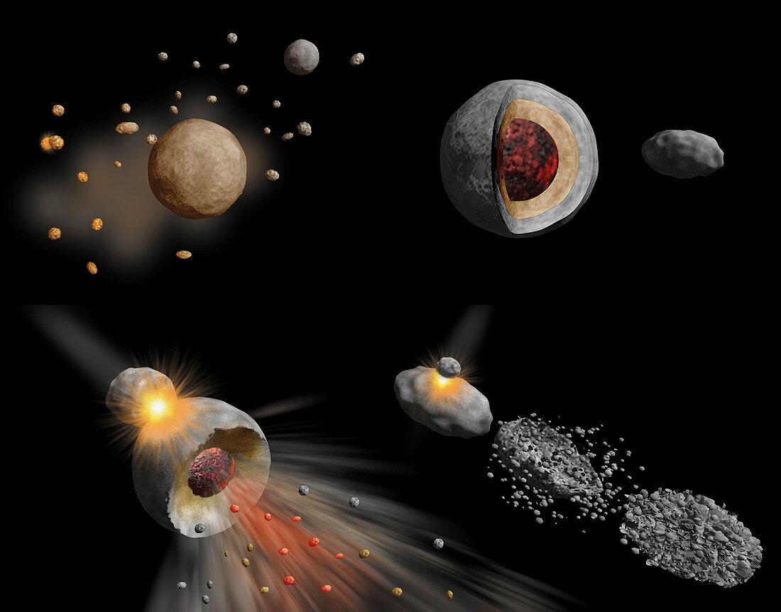 Asteroid formation and composition, illustration