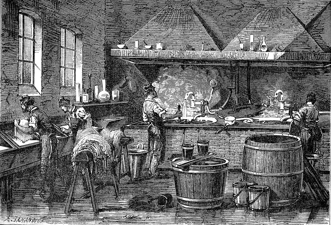 Leather tanning industry, 19th century