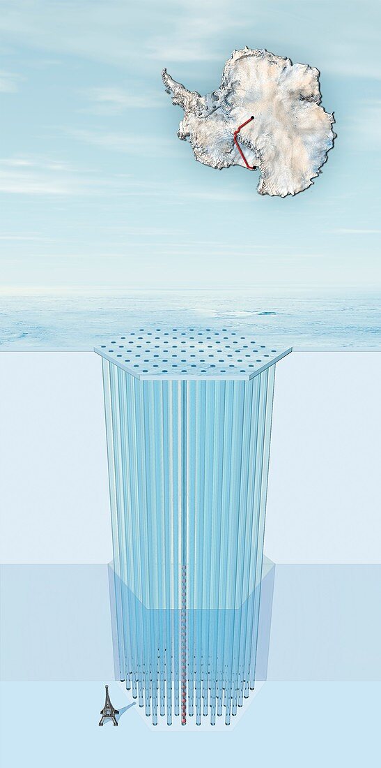 IceCube Neutrino Observatory, illustration