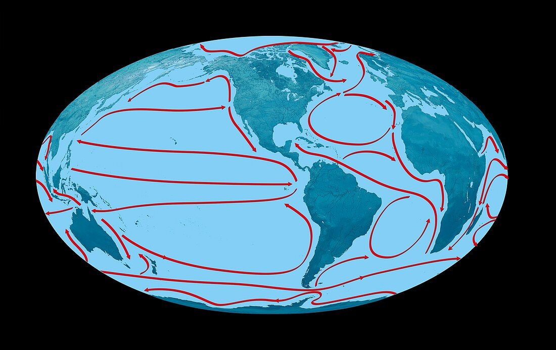 Global ocean currents, illustration