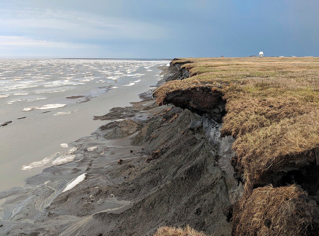 Eroding permafrost coastline in Alaska, 2018