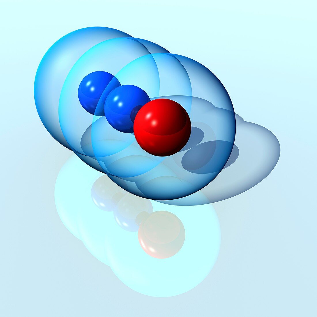Nitrous oxide molecule, molecular model