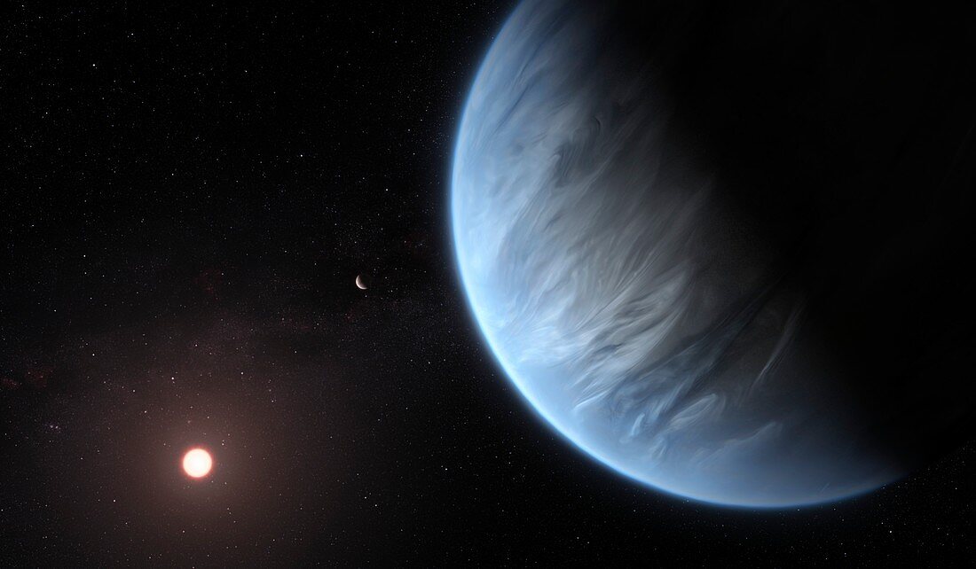 Super-Earth exoplanet K2-18b, illustration