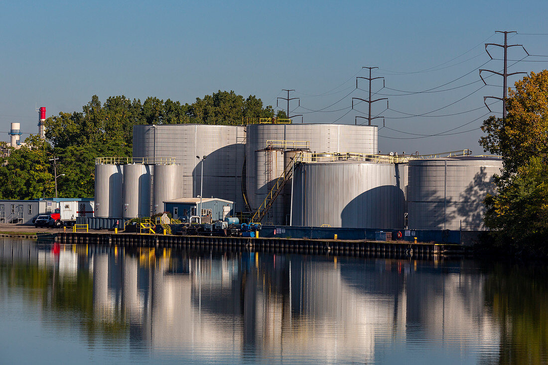 Marine fuel storage tanks, Michigan, USA
