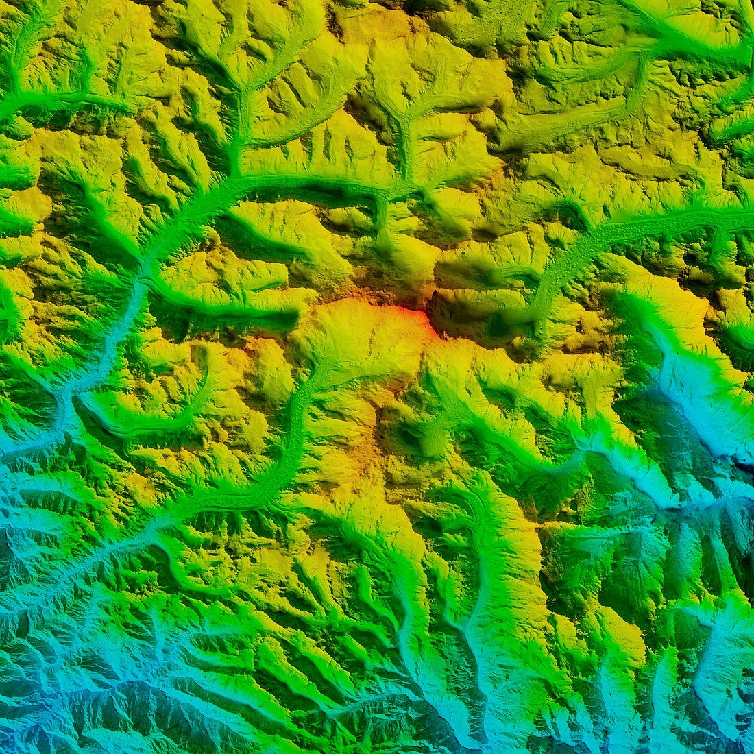 Mount Everest and surroundings, LiDAR satellite image