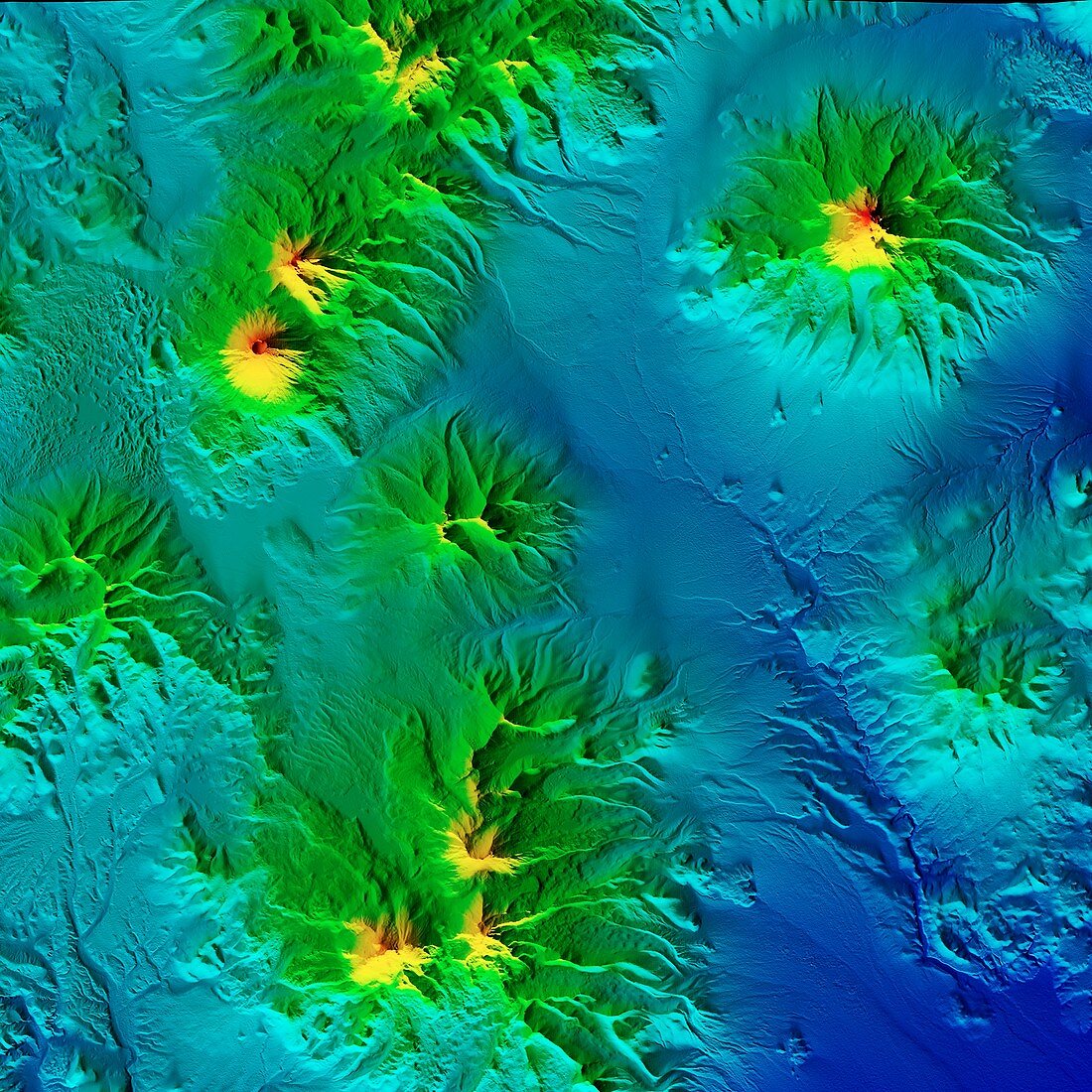 Volcanoes in Chile and Bolivia, LiDAR satellite image