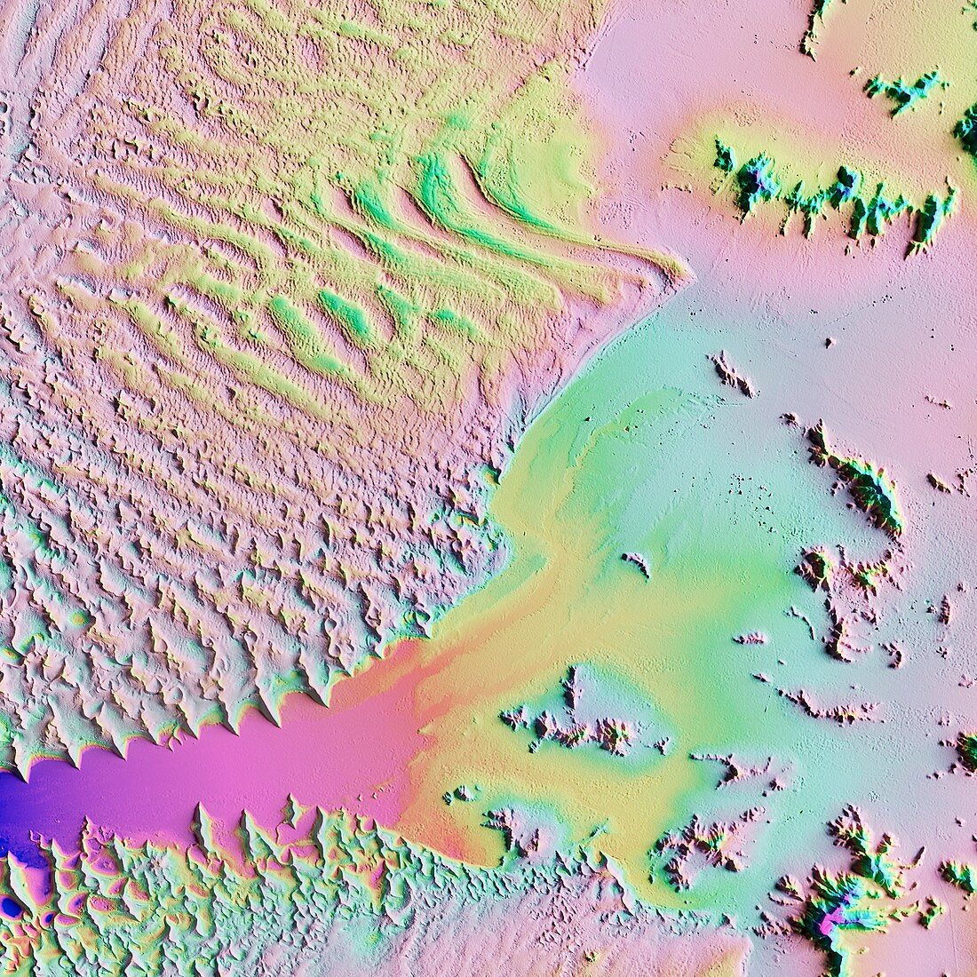 Sand dunes in the Namib Desert, LiDAR satellite image