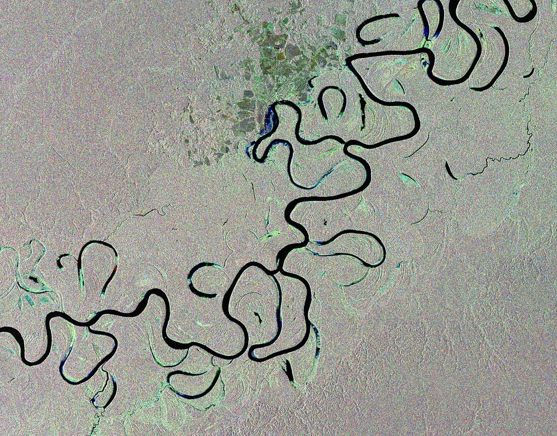Rainforest river in Brazil, satellite image