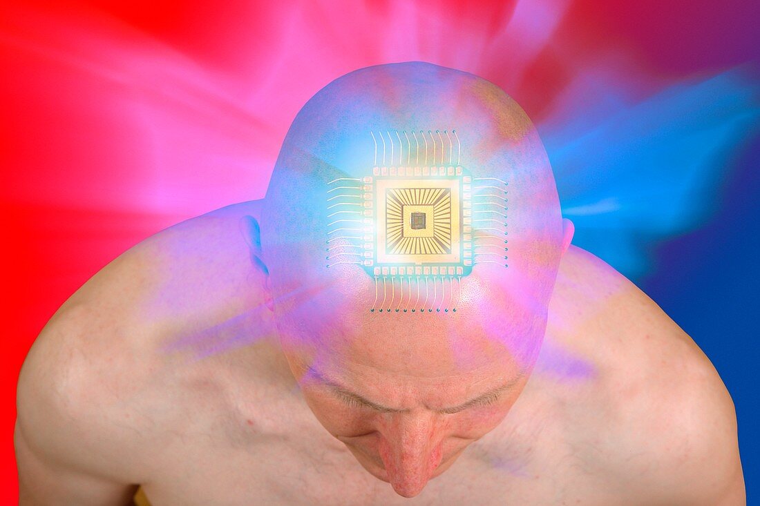 Cyborg brain, conceptual image