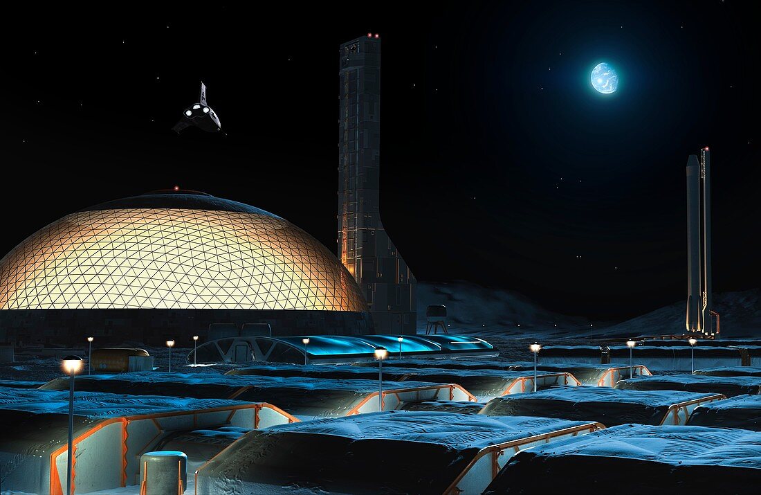 Future base on the Moon, illustration