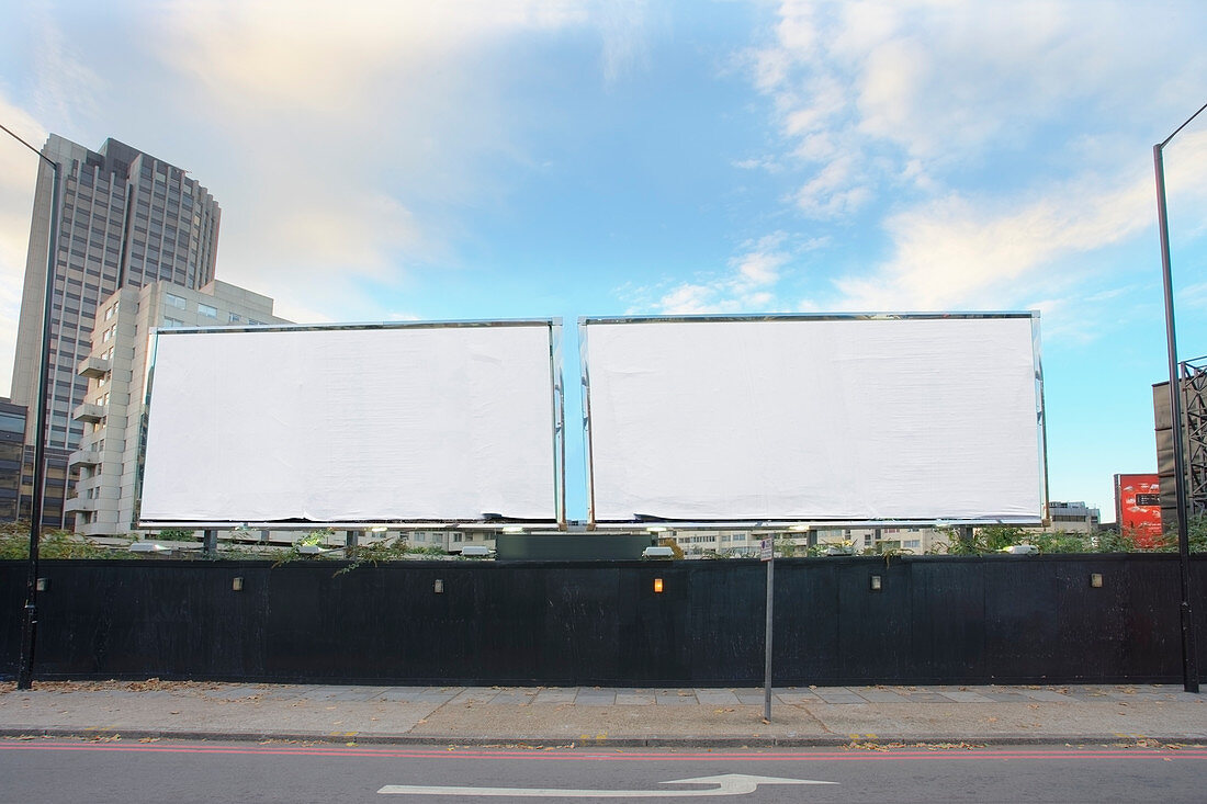 Two blank billboards