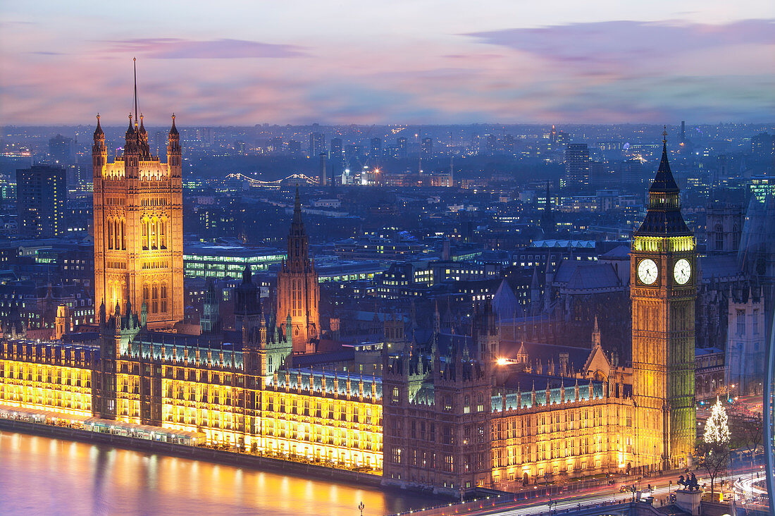 Houses of Parliament, London, UK, at dusk