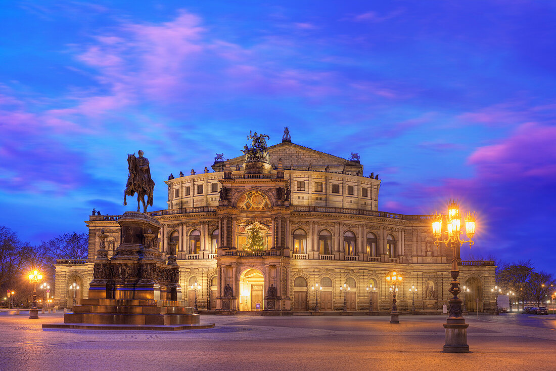 Semper Opera House, Dresden, Germany, at dusk