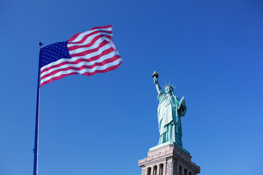 Statue of Liberty and US flag