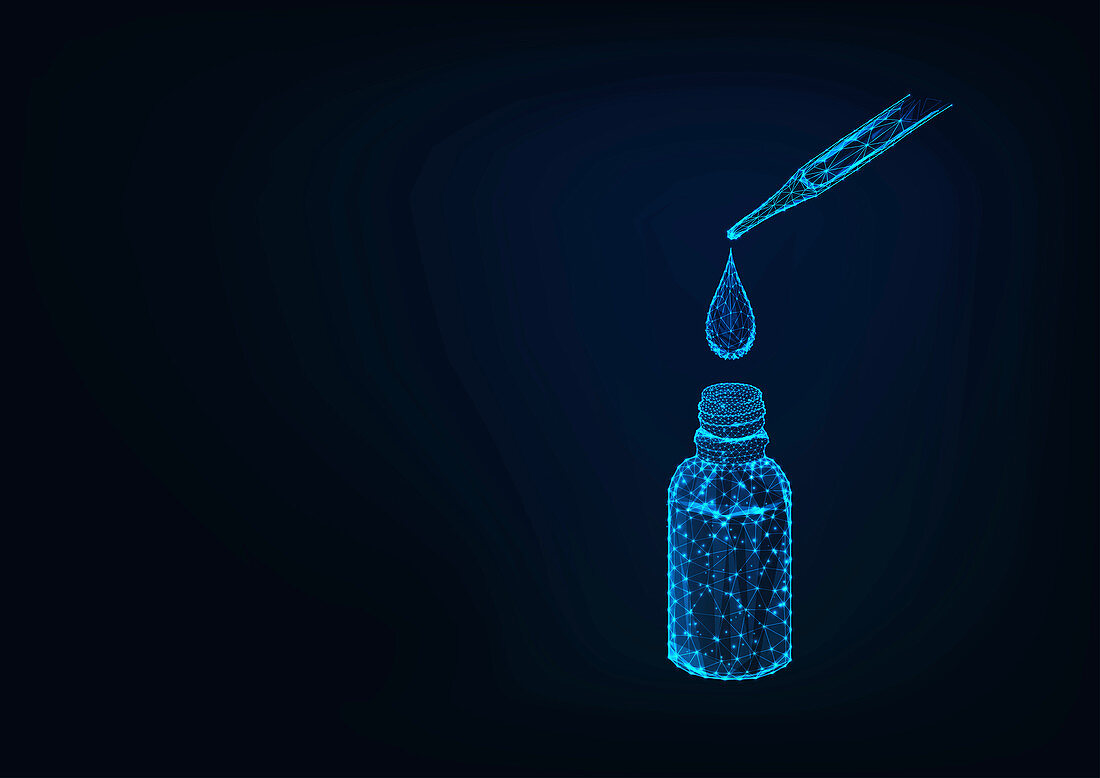 Bottle of essential oil, conceptual illustration
